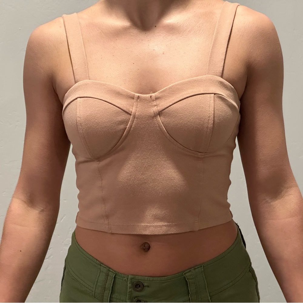 Shinestar Tan Crop Bustier Top